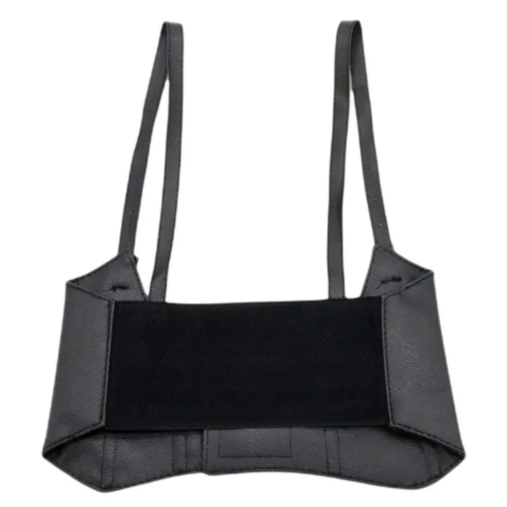 Western Corset black faux leather Belt body harness Underbust wide waist Goth